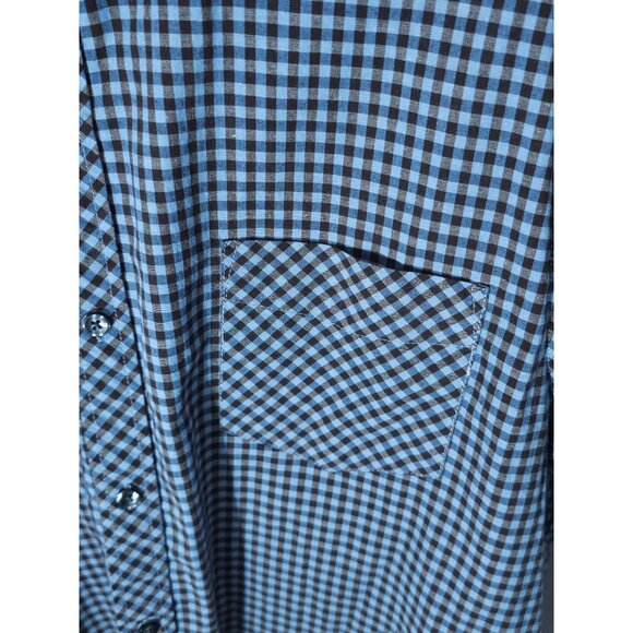 Ben Sherman Men's Blue & Brown Gingham Stretch Long Sleeve Button-Up Shirt - Picture 4 of 8
